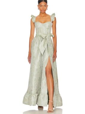 halter neck dress green Veronica Beard Izaren Halter Maxi Dress | Cactus